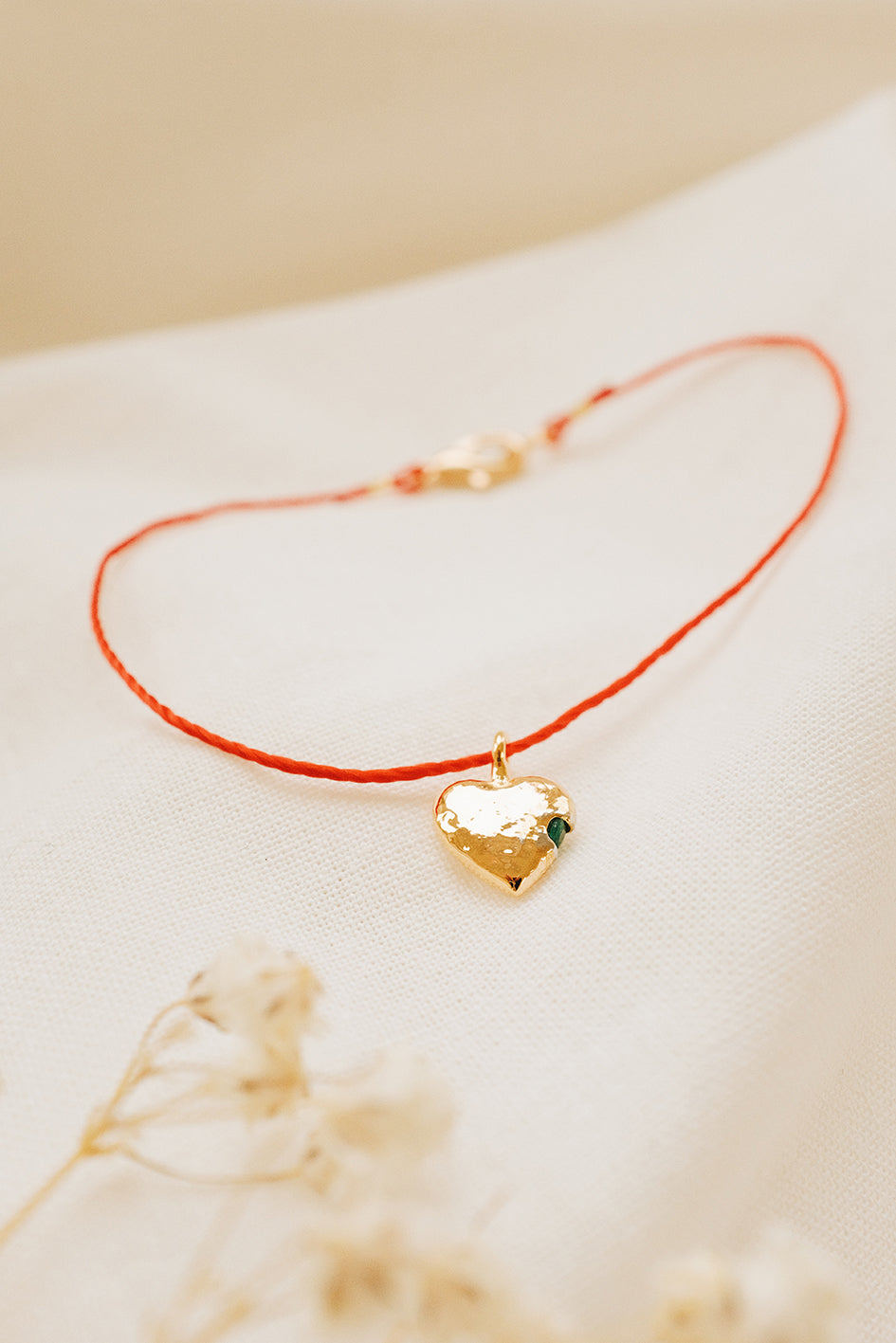 Gold Heart with Peridot Bracelet