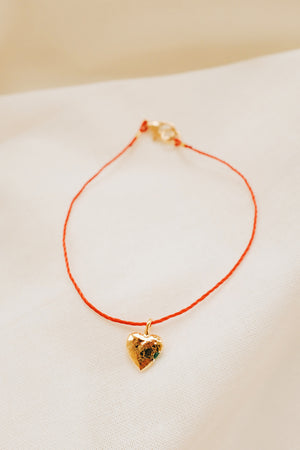 Gold Heart with Peridot Bracelet