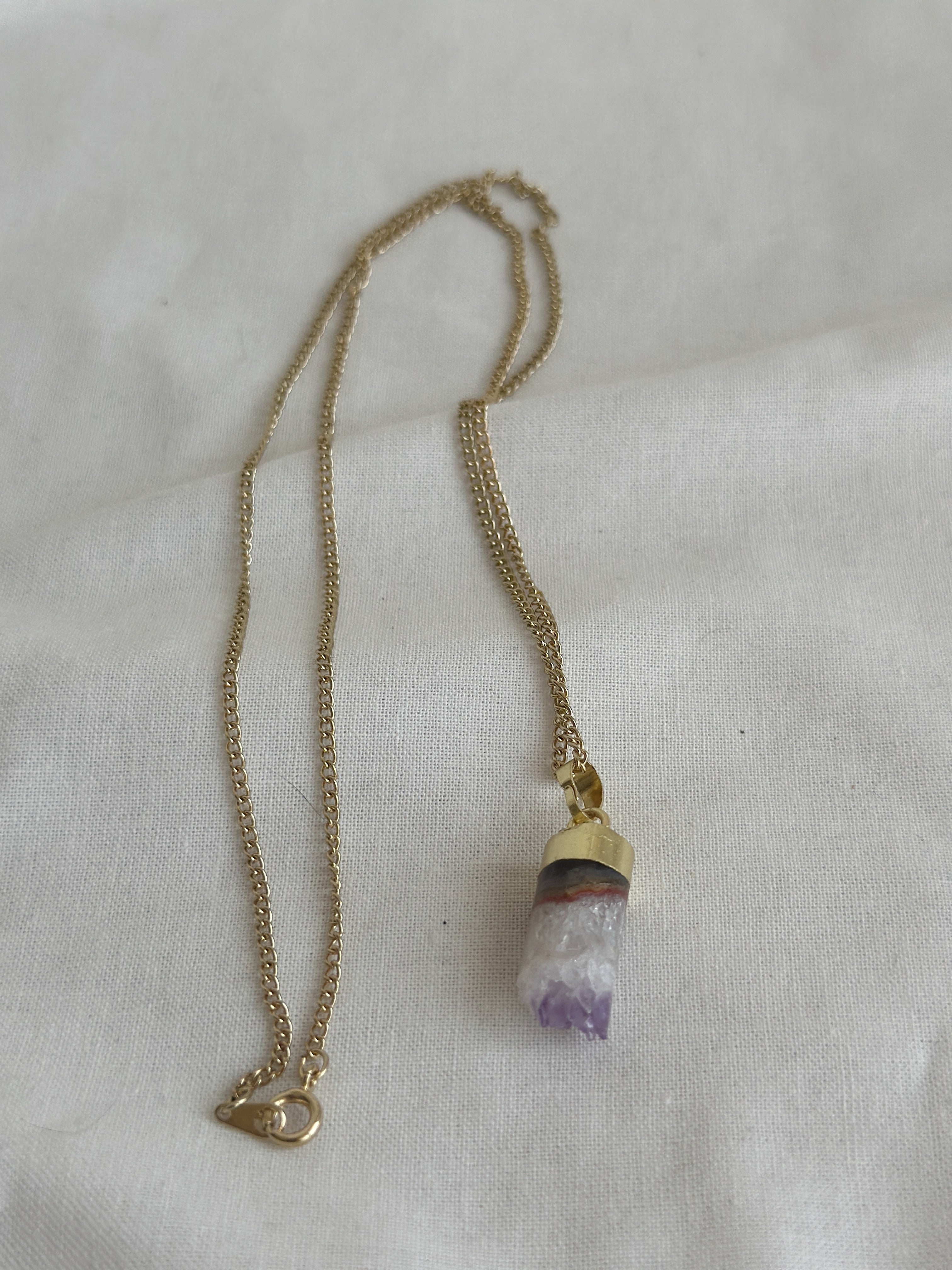 Gold Amethyst Point Necklace