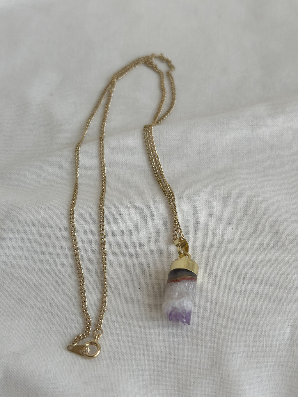 Gold Amethyst Point Necklace