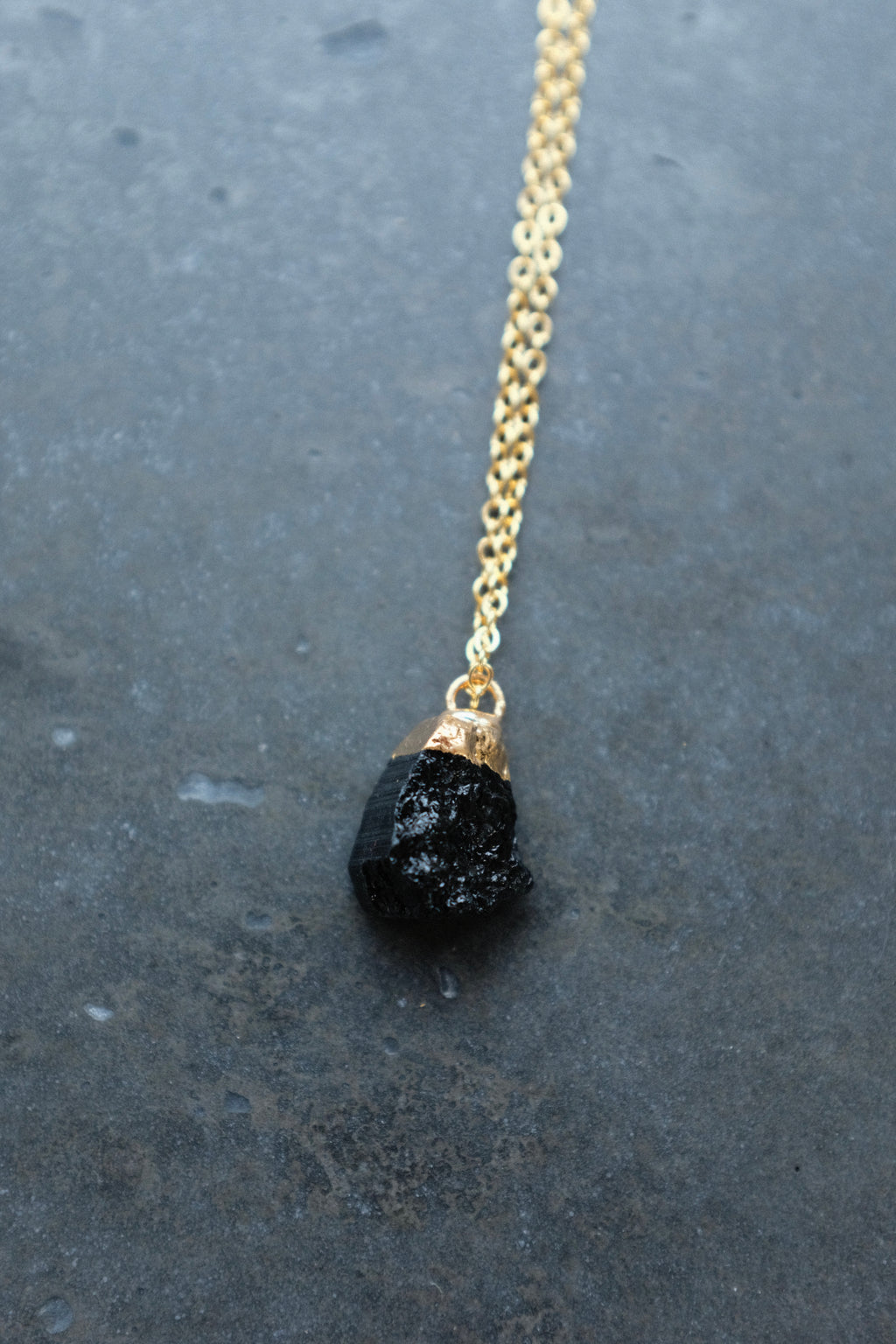 Gold Black Tourmaline Necklace