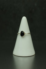 Black Golden Tourmaline Silver Ring - Size M