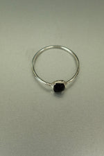 Black Golden Tourmaline Silver Ring - Size M