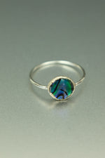 Abalone Shell Silver Ring - Size N 1/2