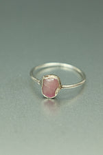 Pink Tourmaline Silver Ring - Size K
