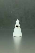 Black Tourmaline Silver Ring - Size H 1/2