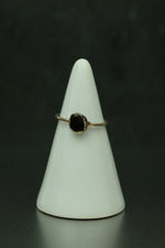 Black Tourmaline Silver Ring - Size H 1/2