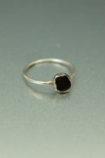 Black Tourmaline Silver Ring - Size H 1/2
