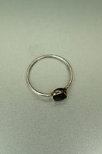 Black Tourmaline Silver Ring - Size H 1/2