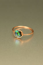 Abalone Shell Copper Ring • Iridescent Ocean Energy – Size Q½