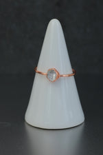 Herkimer Diamond Copper Ring • Raw Quartz Crystal – Size P
