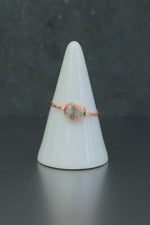 Triple Herkimer Diamond Copper Ring • Clear Quartz Cluster – Size R