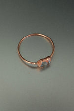 Triple Herkimer Diamond Copper Ring • Clear Quartz Cluster – Size R