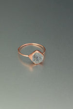 Large Herkimer Diamond Copper Ring • Raw Quartz Crystal – Size P½