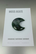 Moss Agate Crescent Moon Crystal • Grounding, Growth & Heart‑Root Balance