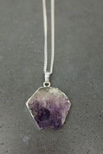Silver Amethyst Hexagonal Necklace