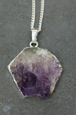 Silver Amethyst Hexagonal Necklace