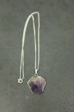 Silver Amethyst Hexagonal Necklace