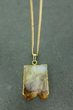 Gold Citrine Slice Necklace