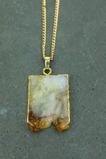 Gold Citrine Slice Necklace