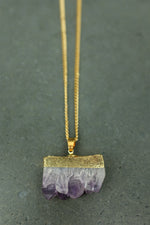 Gold Amethyst Slice Necklace