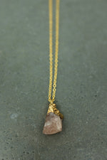 Gold Strawberry Quartz Necklace