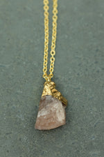 Gold Strawberry Quartz Necklace