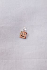 Silver Square Smiley Face Charm