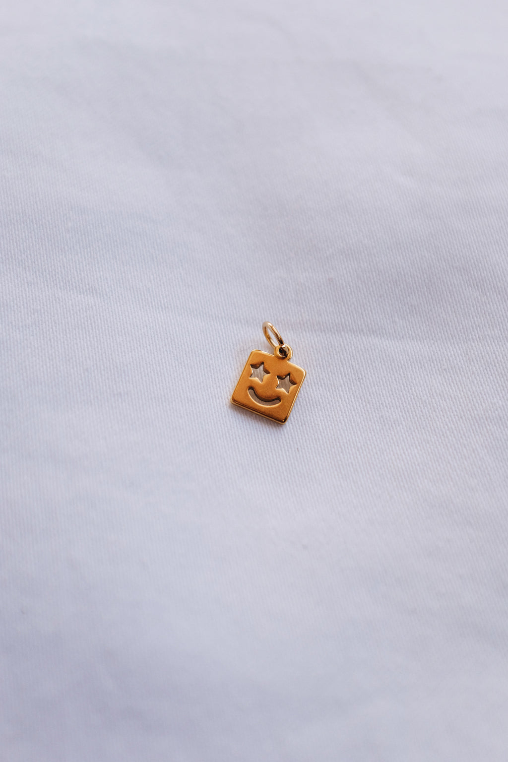 Gold Square Smiley Face Charm