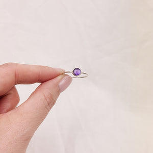 Amethyst Silver Ring - Size P 1/2