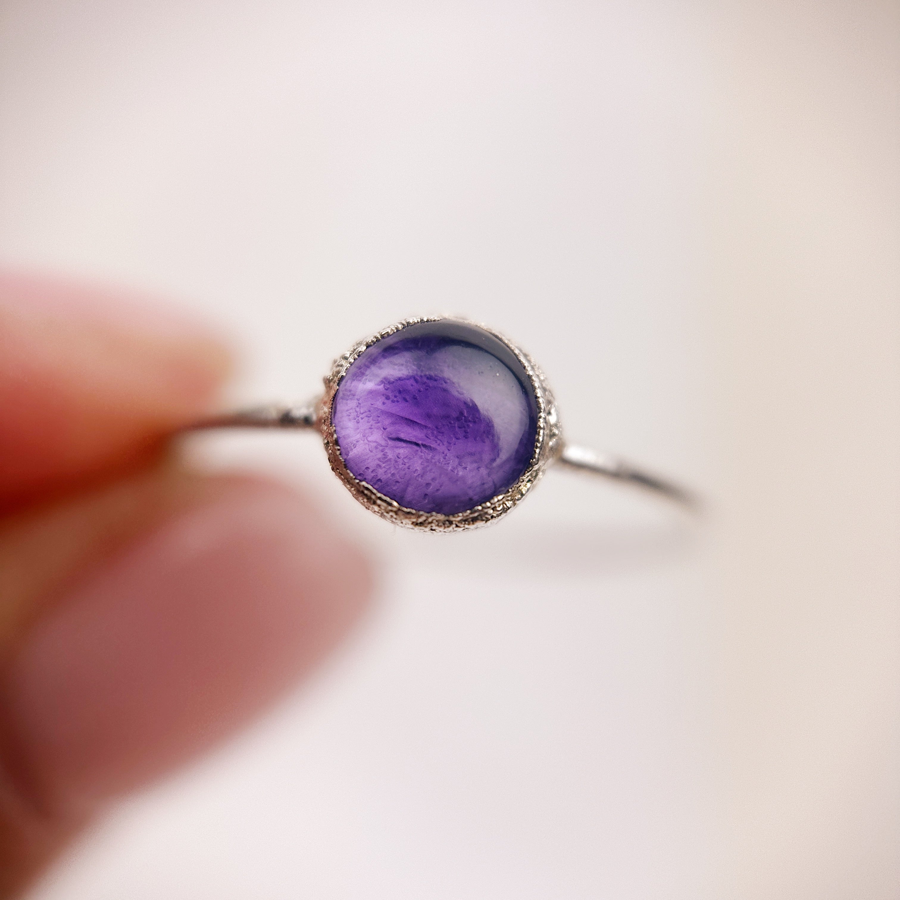 Amethyst Silver Ring - Size P 1/2