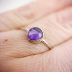 Amethyst Silver Ring - Size P 1/2