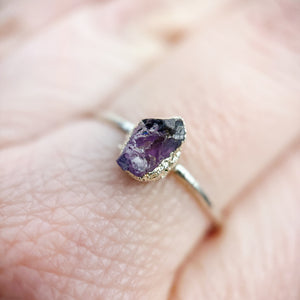 Garnet Silver Ring - Size O 1/2