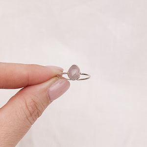 Rose Quartz Silver Ring - Size N 1/2