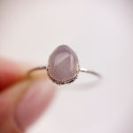 Rose Quartz Silver Ring - Size N 1/2