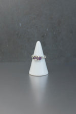 Triple Amethyst Ring • Purple Crystal Cluster – Size M