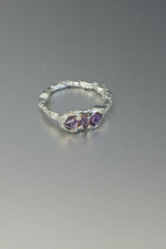 Triple Amethyst Ring • Purple Crystal Cluster – Size M