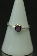 Rose Cut Ruby Silver Ring - Size R