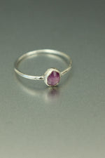 Rose Cut Ruby Silver Ring - Size O