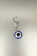 Silver Evil Eye Bag Charm • 10mm Clip-On Protective Amulet
