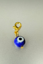 Gold Evil Eye Bead Bag Charm • Clip-On Protective Talisman