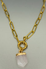 Rose Quartz Hexagonal Charm Necklace • Love & Self-Worth Pendant