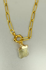 Raw Citrine Charm Necklace • Abundance & Confidence Crystal with Carabiner Clasp