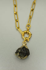 Raw Labradorite Charm Necklace • Intuition & Transformation Crystal with Carabiner Clasp