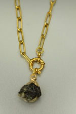 Raw Labradorite Charm Necklace • Intuition & Transformation Crystal with Carabiner Clasp