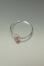 Pink Tourmaline Silver Ring - Size T