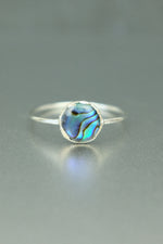 Abalone Shell Silver Ring - Size S