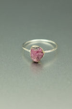 Watermelon Tourmaline Silver Ring - Size Q