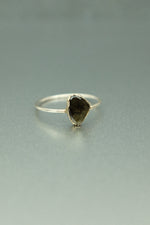 Smokey Quartz Silver Ring - Size N 1/2