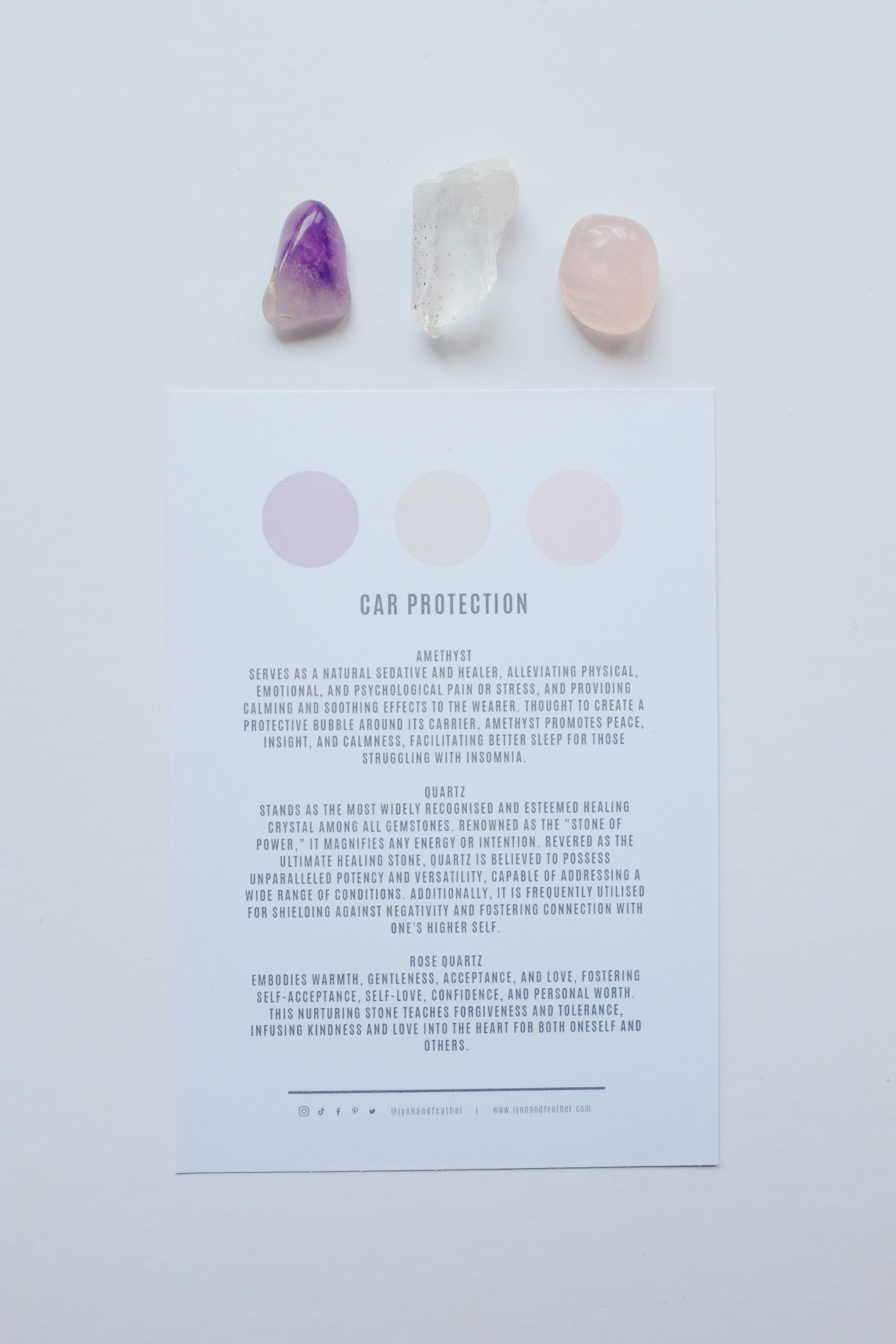 Packet of crystals for car protection, including stones believed to provide safety and protection during travel.